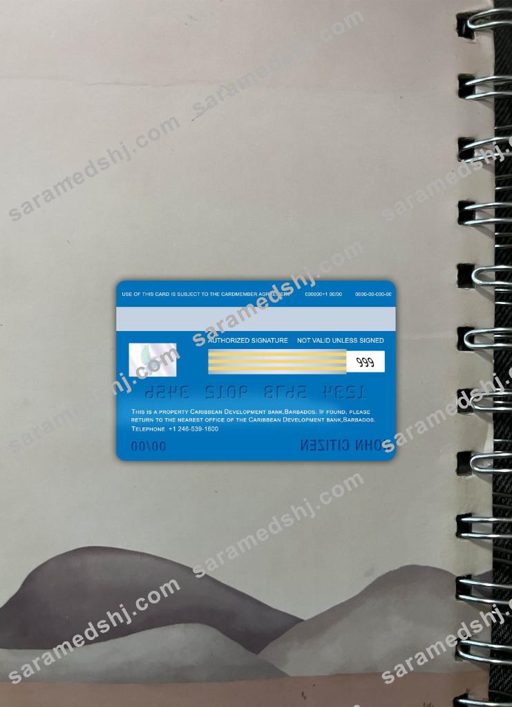 Barbados Caribbean Development Bank visa card debit photolook back